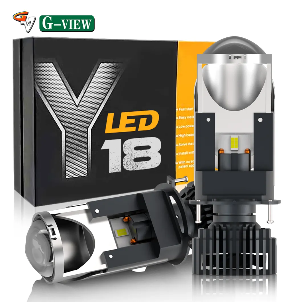 GVDERY18カーアクセサリー自動照明システムLEDH8 H11 H4 9003 9005 9006 HB3 HB4 H7 H16 100W Y6 BiLEDプロジェクターレンズ