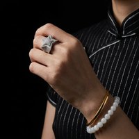Bague Moissanite en forme d'étoile entièrement pavée, en argent sterling 925, style Hip Hop, pour hommes et femmes, vente en gros, expédition rapide