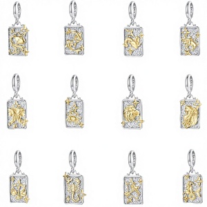 Colgante de Plata de Ley S925 con Doce Signos del Zodíaco y Circonita, Accesorios de Joyería DIY, Regalo Unisex Moderno y Versátil, Venta al por Mayor - Product Image 4