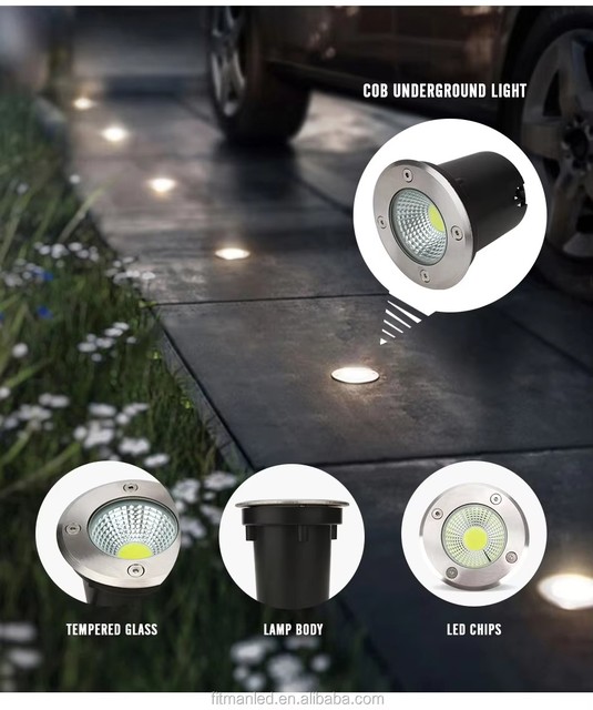 Waterproof Led Light Underground 5W IP67 Outdoor Buried Garden Path Spot Recessed COB Inground Lighting 220V DC12V Warm White