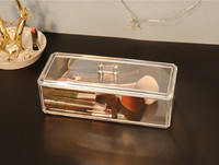 Boîte de rangement de bureau rectangulaire transparente en acrylique empilable avec compartiments, organisateur de bureau anti-poussière pour bijoux et papeterie