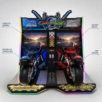 Jeu d'arcade de course de moto avec deux écrans LCD et éclairage LED pour centre de jeux commercial