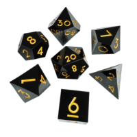Dés polyédriques en résine noire à bords tranchants résistants aux rayures, couleur d'encre personnalisée D4-D20, pour D&D Pathfinder, fourniture OEM