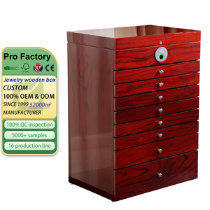 Tout-Organisateur Extra Large Armoire à Bijoux en Bois à 9 Couches 9 Tiroirs Verrouillables <span class=keywords><strong>Empreintes</strong></span> <span class=keywords><strong>Digitales</strong></span> Artisanat en Bois Boîtes en Bois Panneaux Muraux - Product Image 1