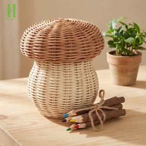 BEST SELLER Nordic Style Mushroom Stationery Rattan <b>Storage</b> <b>Basket</b> Plush <b>Storage</b> Cabinet Children Toy <b>Storage</b> Box From Vietnam - Product Image 1