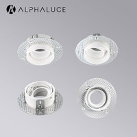 ALPHALUCE Nouveau design de boîtier encastré sans cadre pour spot GU10, bronze brossé, réflecteur interne, cadre de plafond encastré sans joint