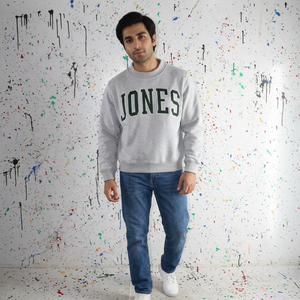 Sweat-shirt à col rond pour homme JONES ASH GERY, sweat-shirt en molleton uni, lavage vintage, col rond, finerthreds - Product Image 1