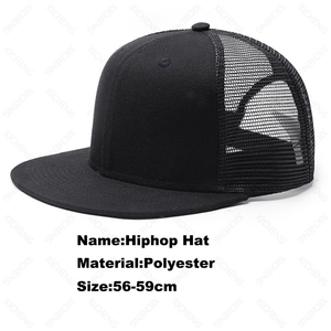 Gorra deportiva de poliéster con logotipo personalizado, visera plana de Hip Hop, parche bordado, malla, camionero, 6 paneles - Product Image 3