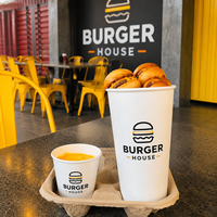 Nouveaux gobelets à mini-burgers recyclables avec logo personnalisé, ensemble de gobelets en papier avec sauce au fromage, mini-burger personnalisable