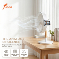 Ventilateur de table silencieux de 12 pouces, design moderne et minimaliste, ventilateur de bureau blanc avec support en bois naturel pour la chambre à coucher, le bureau, la décoration de la maison