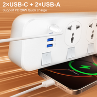 LDNIO SC4408C 2M Cable de extensión Socket Puerto de Protector de sobrecarga 4 salidas universales Regleta de alimentación EE. UU./Reino Unido/UE Enchufes para elegir
