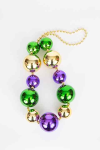 Mardi Gras kalung manik-manik Jumbo kalung manik-manik bola aneka warna metalik bermanik kalung bundel Festival Mardi Gras Parades