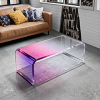 Table basse moderne en acrylique à dégradé personnalisable avec hauteur réglable, taille et couleur personnalisables pour le mobilier de salon