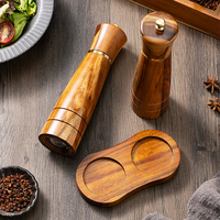 Moulin à poivre artisanal en bois d'acacia de qualité supérieure, 8 pouces, moulin à épices manuel rustique avec cœur en céramique réglable, outil de cuisine pour assaisonnement