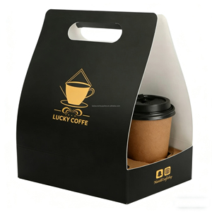 Nuevo Diseño de Portavasos Desechables de Cartón para 4 Tazas para Llevar con Impresión Personalizada - Product Image 5