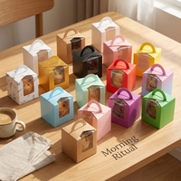 Cajas para Cupcakes con Asa y Ventana, Cajas de Papel para Pastelería, Caja para Pasteles para Fiestas de Cumpleaños y Bodas
