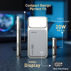 Chargeur sans fil magnétique intelligent LF21AG avec écran LED, corps en verre AG fin, charge rapide du téléphone 15W et charge simultanée de la montre - Product Image 3