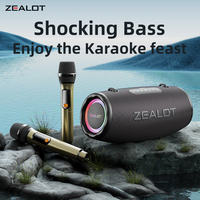 Haut-parleurs stéréo Zealot S87M 80W de qualité supérieure, basses puissantes, microphone karaoké, étanches, portables, pour l'extérieur, avec batterie 5.3