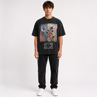 Service OEM ODM personnalisé, design tendance, style oversize, impression de grands motifs, t-shirt à manches courtes en coton 100%, épaules tombantes