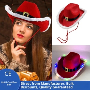 Chapeau <span class=keywords><strong>de</strong></span> cowboy <span class=keywords><strong>de</strong></span> Noël rouge et blanc <span class=keywords><strong>de</strong></span> père Noël pour hommes et femmes Articles <span class=keywords><strong>de</strong></span> fête - Product Image 4