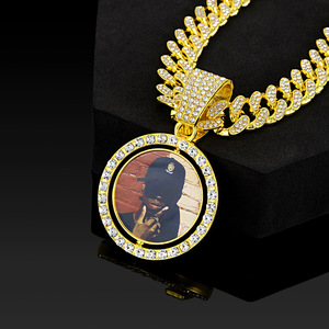 Conjunto de Collar con Colgante de <span class=keywords><strong>Foto</strong></span> para Parejas, Chapado en Oro de 14K, Estilo Moderno para Aniversario, Cadena Cubana con Incrustaciones de Diamantes, Joyerí<span class=keywords><strong>a</strong></span> Hip Hop <span class=keywords><strong>a</strong></span> Juego - Product Image 1