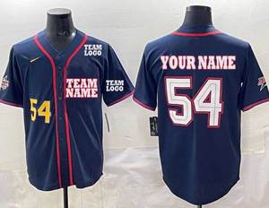 Maillot de baseball personnalisé style New York bleu marine et blanc, t-shirt de sport pour hommes et femmes - Product Image 1