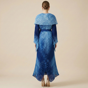 Nuovo Design 2026: Completo Due Pezzi in Tessuto Lavabile Plissettato, Gonna a Maniche Lunghe Irregolare, Abito Lungo Casual <span class=keywords><strong>da</strong></span> Donna Mediorientale - Product Image 5