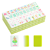 Saham AS |   Set Ubin Mahjong Amerika Akrilik Empat Lapis Hijau Mint 160 Set Mahjongg Hadiah Pesta Natal Bunga Peri Terukir