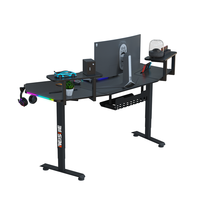 Bureau de jeu réglable Beisijie, nouveau modèle, RGB, pour ordinateur, électrique, noir