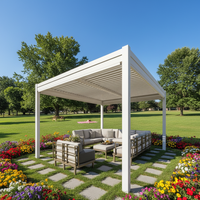 Pergola motorisée en aluminium à LED avec lames orientables, résistante aux intempéries, pour balcon, extérieur, mariages et fêtes