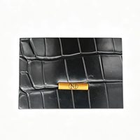 Étiquette rectangulaire en cuir véritable texturé crocodile personnalisée avec logo métallique pour vêtements, à coudre, vente en gros OEM