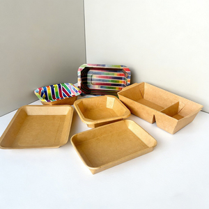 Bandeja Desechable <span class=keywords><strong>de</strong></span> Papel Kraft <span class=keywords><strong>de</strong></span> Dos Compartimentos <span class=keywords><strong>con</strong></span> Función Anti-Rizado para Comida para Llevar, Sushi, Papas <span class=keywords><strong>Fritas</strong></span> - Product Image 1