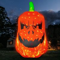 Citrouille gonflable géante d'Halloween de 12 pieds avec lumière de flamme LED Grandes décorations gonflables extérieures Ornement effrayant saisonnier