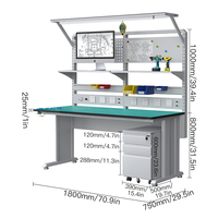 Installateur de banc de fonctionnement antistatique d'atelier avec support de lumière table d'inspection de laboratoire d'emballage établi lourd