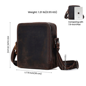 Dujiang Men's Crossbody <b>Bag</b> Genuine Leather <b>Small</b> Square <b>Shoulder</b> <b>Bag</b> Solid Color Durable Everyday Use - Product Image 4