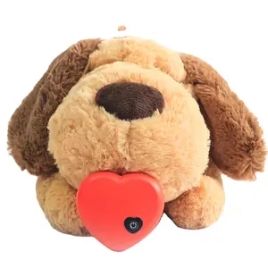 Jouets de sommeil compagnon anti-anxiété pour chien simulant le rythme cardiaque et la respiration jouets en peluche interactifs pour animaux de compagnie