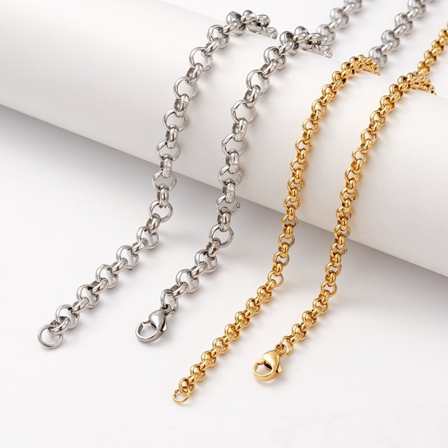 Stainless Steel Flat Cable Chain O Chain Cable Chain Jewelry Findings Component for Men Women Necklace Jewelry Making