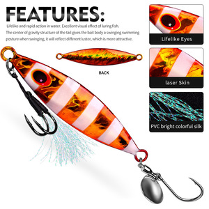 Esca Artificiale in Metallo per Pesca in Acqua Salata, Jig da Riva, 30g 40g 60g 80g 90g, per <span class=keywords><strong>Spigola</strong></span>, Attrezzatura da Pesca - Product Image 3