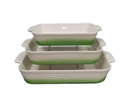 Plat à four en porcelaine à motifs en relief, plat de cuisson en céramique rectangulaire avec poignées pour la cuisine