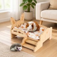 Maison pour animaux de compagnie en bois massif de luxe, design villa, abri intérieur/extérieur pour chien et chat, cage pour animaux en bois naturel, spacieuse et imperméable