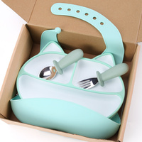 Nouvelles tendances bol d'entraînement personnalisé plats en Silicone pour enfants ensemble d'alimentation en Silicone pour bébé 3 pièces avec ventouse
