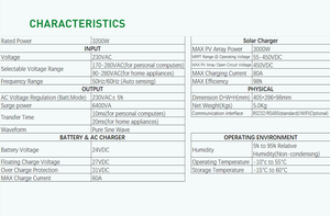 อินเวอร์เตอร์พลังงานแสงอาทิตย์6KW 3200W แบบกริดอินเวอร์เตอร์พีวีสามเฟสแบบไฮบริดเพียวไซน์เวฟสำหรับเครื่องใช้ในบ้าน - Product Image 2