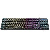 Clavier de jeu mécanique filaire USB BAJEAL ergonomique 104 touches avec rétroéclairage LED RGB, fonctionnement à membrane, étanche, en plastique, 12 postes de travail