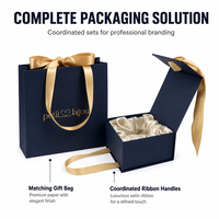 Luxuriöse Kleine Blaue Karton-Magnetbox mit Satinfutter und Individuellem Logo für Schmuck & Uhren Geschenkbox mit Bandhenkeln