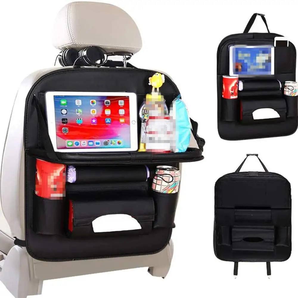 2021 New storage backseat car organizer Tablet Holder car seat protector and kick mat With Tray Car Backseat Organizer