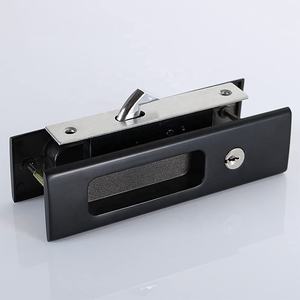 Pocket <strong>Door</strong> Lock Handle Invisible Wooden Barn <strong>Door</strong> <strong>Latch</strong> with Keys Interior Privacy Furniture Hardware Brushed Nickel Silver - Product Image 4