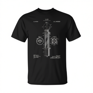 T-shirt Grafica Barber Pole Nera Unisex per Adulti Girocollo Manica Corta Promozionale - Product Image 3