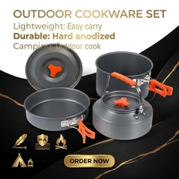Ensemble de cuisine de camping ultraléger 3-en-1 de 0,8 kg, poêle et casserole en aluminium antiadhésifs, bouilloire de 1,1 L, kit de cuisine portable pour la randonnée et les pique-niques en plein air, OEM