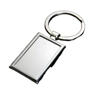 Promotional Advertising Nice looking shape Rectangular Pendant Silver engraving your custom logo Loss prevention Metal keychain