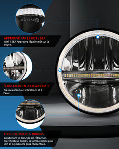 DOT omologato Round Offroad DRL IP68 2 pz luce bianca fredda <span class=keywords><strong>anabbagliante</strong></span> da 7 pollici - Product Image 4